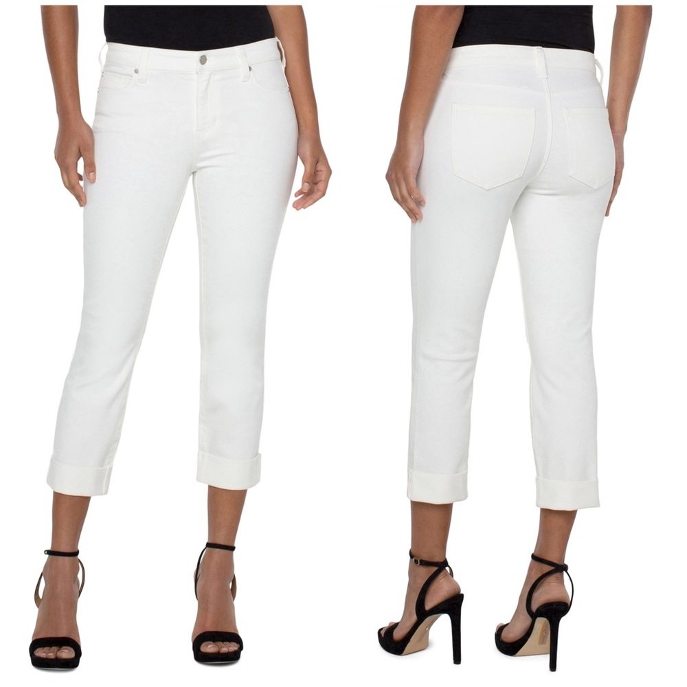 Stitch Fix Liverpool‎ Charlie Crop Rolled Hem Jean White 12/31 Minimalist Casual